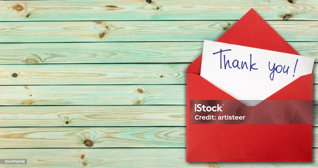 Envelope. Blank card and envelope with thank you Thank You - Phrase Stock Photo