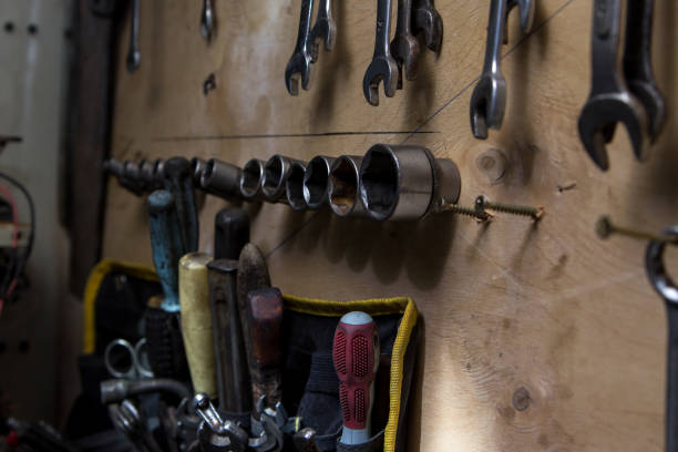 istock Garage works, tools and spare parts 1044921960