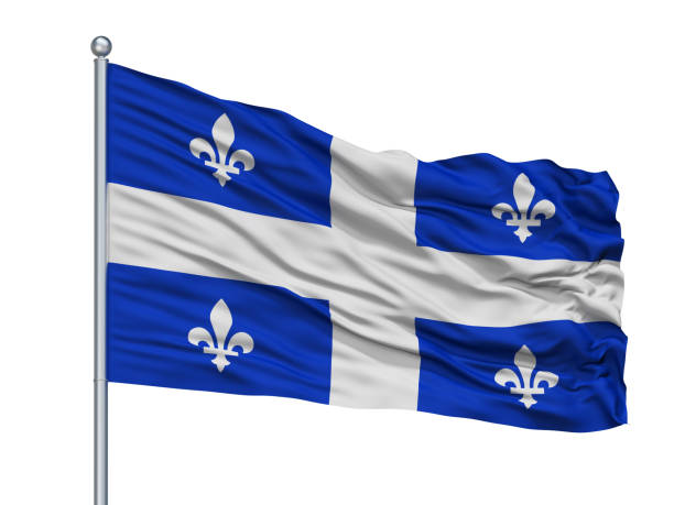 istock Quebec City Flag On Flagpole, Canada, Isolated On White Background 1044922230