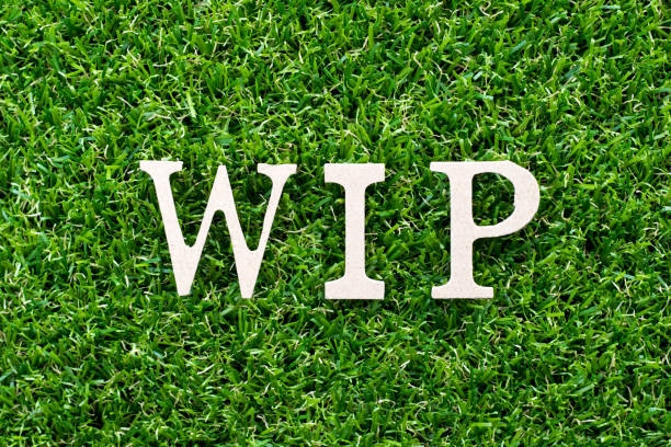 istock Wood letter in word WIP (Abbreviation of work in progress) on artificial green grass background 1044925128