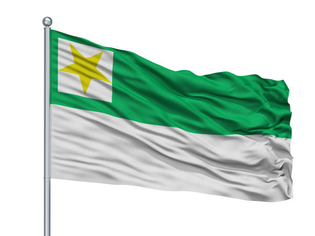 istock Macas City Flag On Flagpole, Ecuador, Isolated On White Background 1044929050