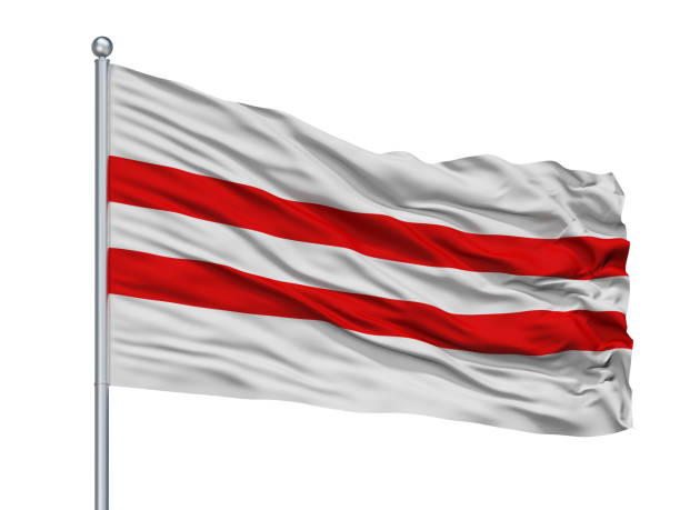 istock Moisakula City Flag On Flagpole, Estonia, Isolated On White Background 1044929126