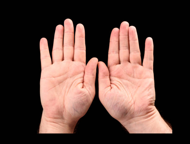 istock Two men's open palm gesture give up or stop 1044934370