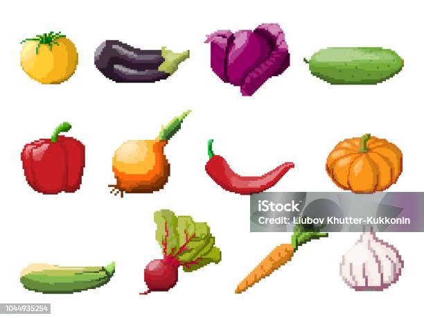 Pixel Art Vegetables Icon 32x32 Pixels Stock Illustration