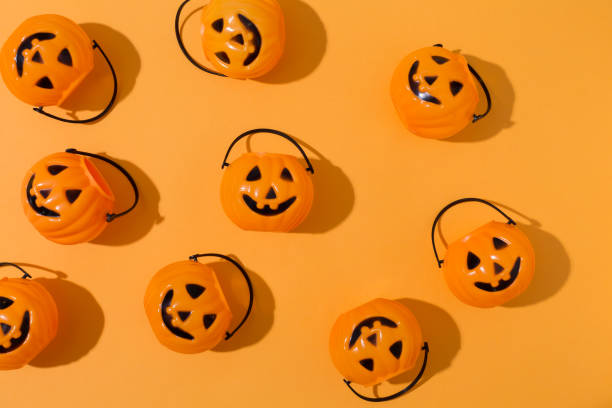 istock Halloween pumpkins overhead view 1044936160