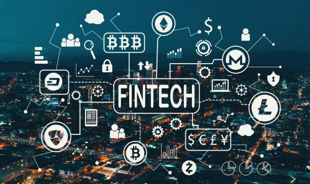 istock Cryptocurrency fintech theme with Downtown Los Angeles 1044936168