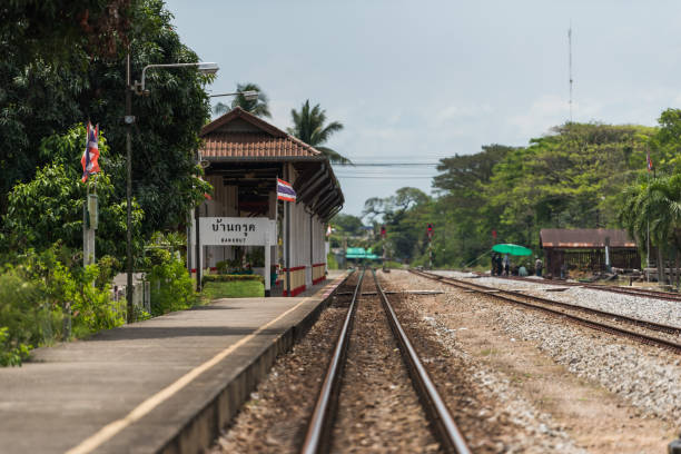 istock Railway and train station Ban Krut. 1044942490