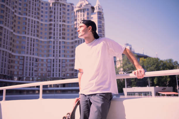 istock Positive delighted brunette male person looking aside 1044943584