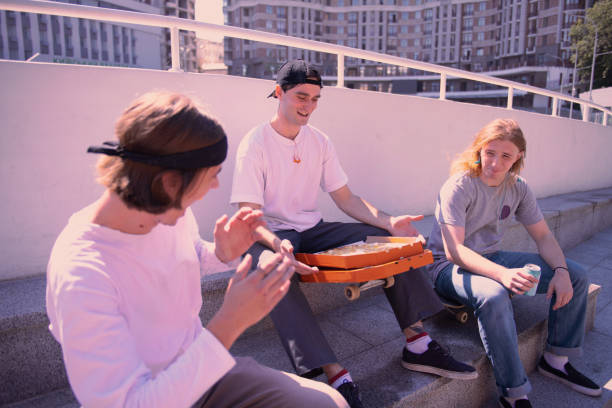 istock Happy young males going to have lunch 1044943634