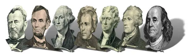 Photo of Portraits of presidents and politicians from dollars