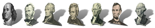 portraits of presidents and politicians from dollars - royal bank of canada imagens e fotografias de stock