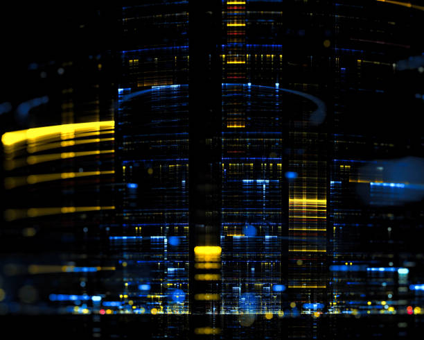 istock Abstract night neon city lights background 1044946814