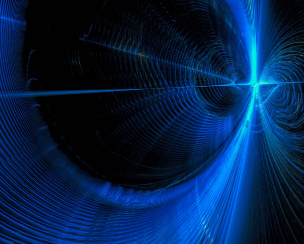 istock Abstract futuristic background with luminous laser beams 1044946844