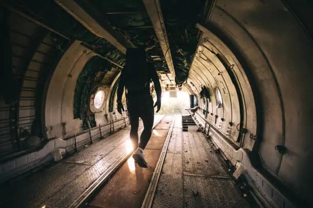 Photo of Parachuter preparing for a parachute jump