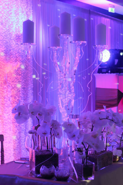 istock Wedding table flower decoration. Orchid bouquet. Restaurant ,Glamorous Event, celebration 1044960976