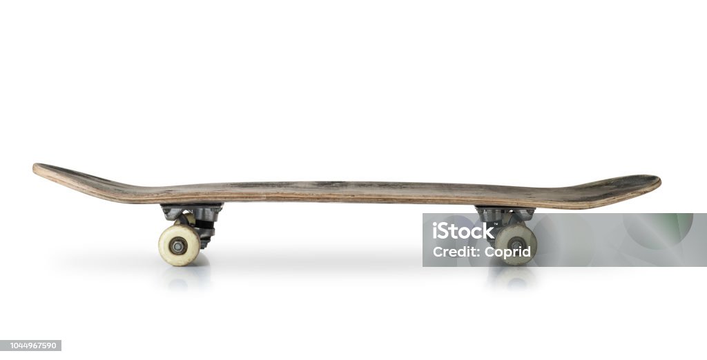 Old skateboard Old skateboard isolated on white Skateboard Stock Photo