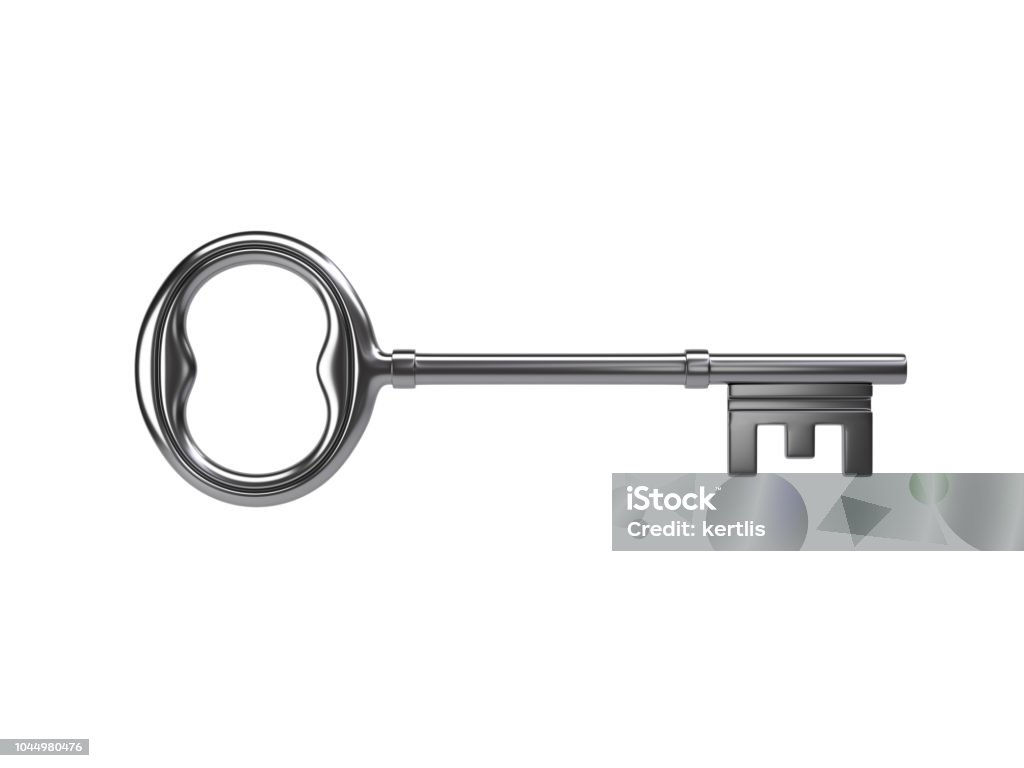 metal key on a white background - 3d illustration - rendering Key Stock Photo