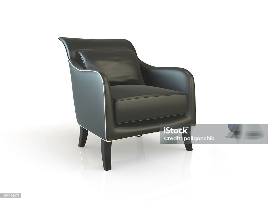Negro sillón de cuero. - Foto de stock de Acogedor libre de derechos