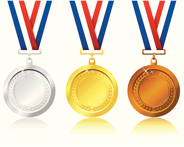 istock Silver, gold and bronze metals with patriotic ribbon 104498255