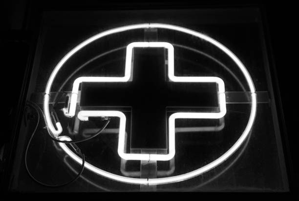 Pharmacy cross white neon sign