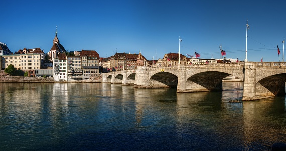 Mediaeval stone bridge in the Swiss border city