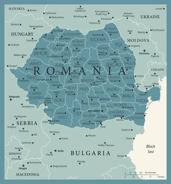 Vector illustration of 24 - Romania - Vintage Murena Isolated 10