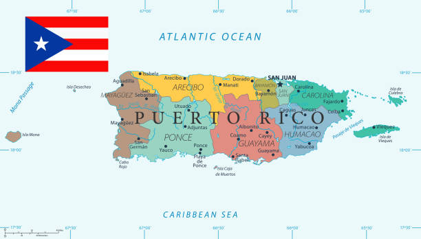 28 - Puerto Rico - Color2 10 Map of Puerto Rico - Vector illustration puerto rico stock illustrations
