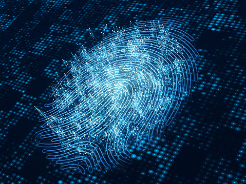 Fingerprint Authentication Button. Biometric Security Background