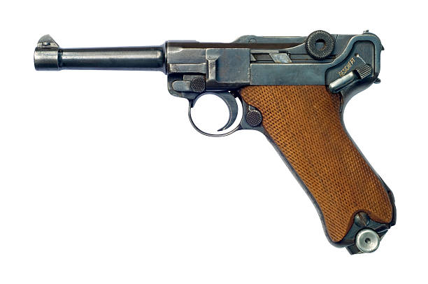 Luger P08 Pistol A German (Pistole Parabellum 1908) Luger P08 pistol with the safety catch on. The Luger was made popular by its use by Germany during World War I and World War II. Although the Luger pistol was first introduced in 7.65x22mm Parabellum, it is notable for being the pistol for which the 9x19mm Parabellum (also known as the 9mm Luger) cartridge was developed. Please see my Guns lightbox: 1908 stock pictures, royalty-free photos & images