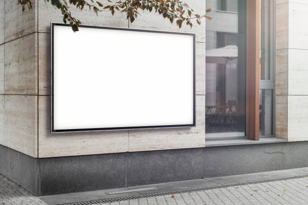 istock Blank white outdoor horizontal banner at modern building wall, 3d rendering. 1045011884