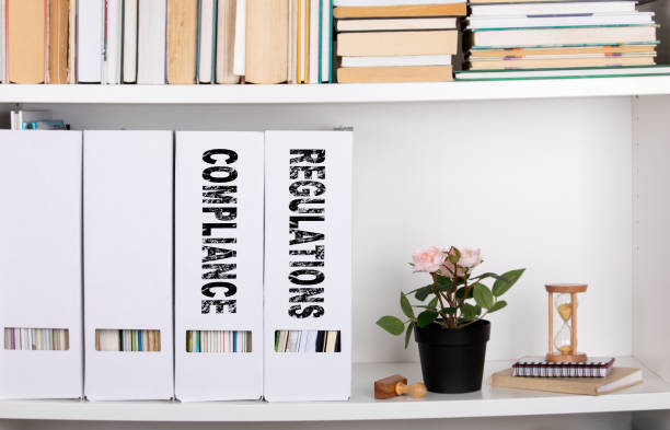 istock Compliance and Regulations concept. document folders and organizers 1045012206