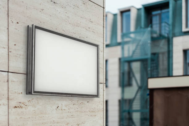 istock Blank white outdoor horizontal banner at bright building wall, 3d rendering. 1045012356