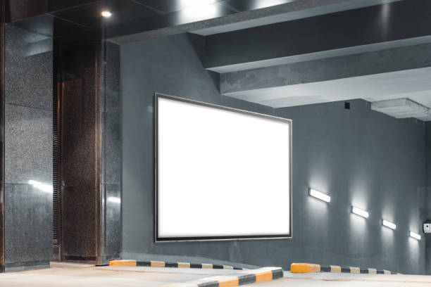 istock Blank white outdoor banner on grey concrete wall, 3d rendering. 1045012726