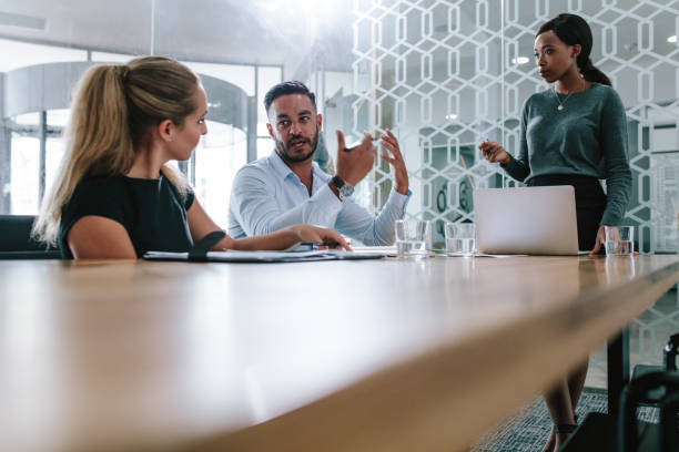 Team of professionals during a project meeting