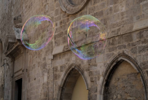 istock Soap bubbles walk in the sky 1045026794