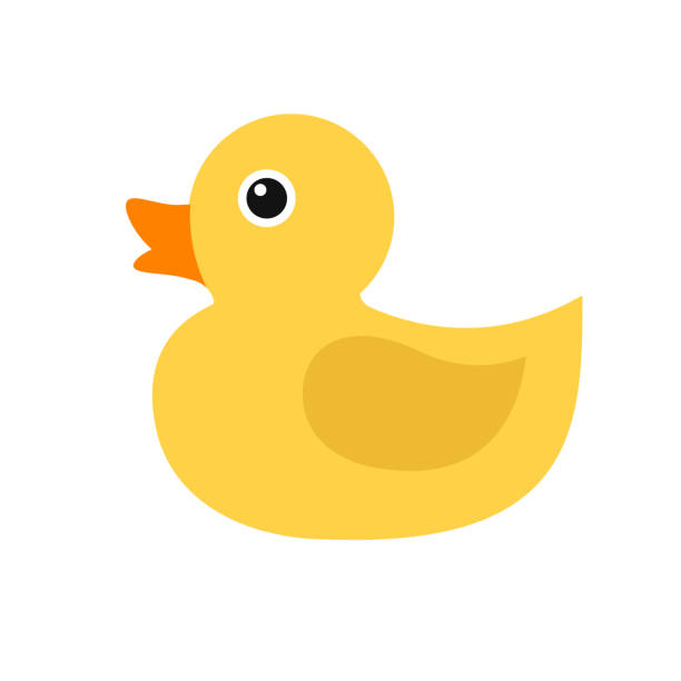 Duckling, simple vector icon. Duckling, simple color icon. Children's rubber toy. Bird. Vector illustration. duck bird stock illustrations