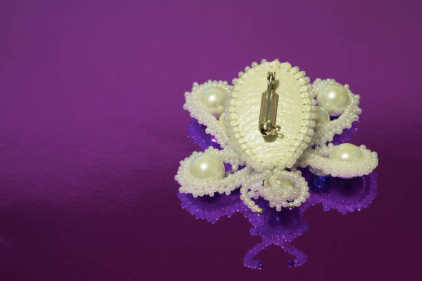 Brooch embroidery on a white background