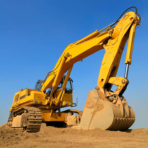 istock Huge excavator in front of cloudless sky 104503739
