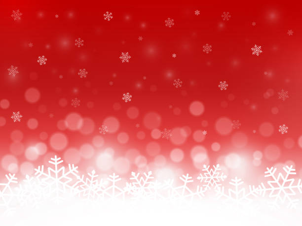 赤雪の背景。雪の結晶粒子とボケ味。ぼやけた背景。クリスマスの背景。休日の冬のテーマ。ベクトル図 - christmas theme点のイラスト素材／クリップアート素材／マンガ素材／アイコン素材