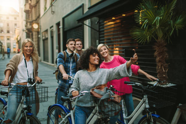 istock Young People Exploring The City On Bicycles 1045045038