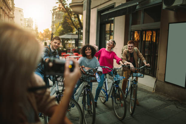 istock Young People Exploring The City On Bicycles 1045045300