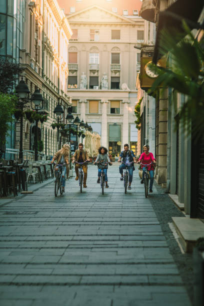 istock Young People Exploring The City On Bicycles 1045045370