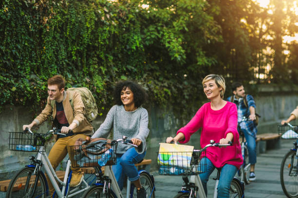 istock Young People Exploring The City On Bicycles 1045045374