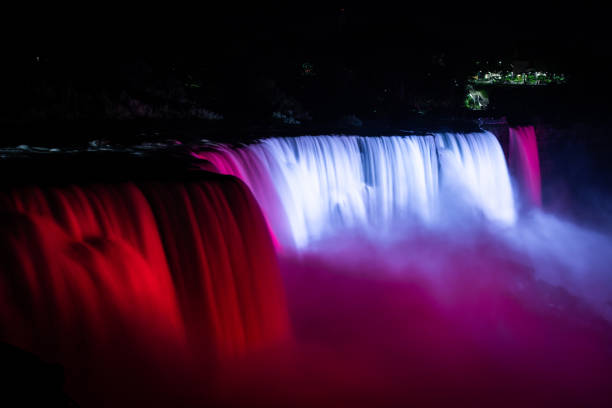 istock NIagara falls illuminated with color lights at night 1045048278