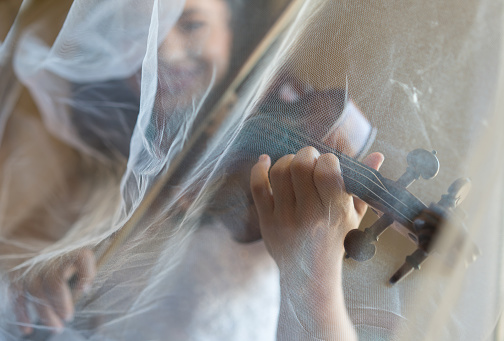 Adult, Bride, Dress, Violin, Playing