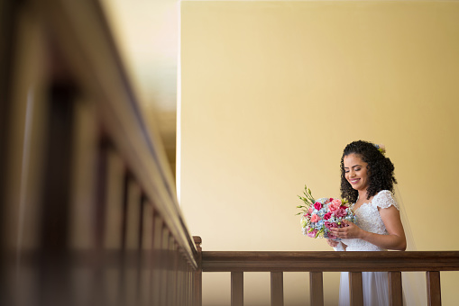 Bride, Balcony, Bouquet, Hotel, Indoors