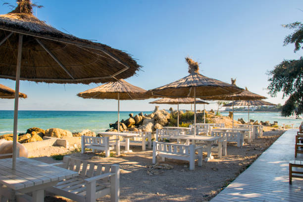 istock Empty terrace beach in the early morning 1045053710