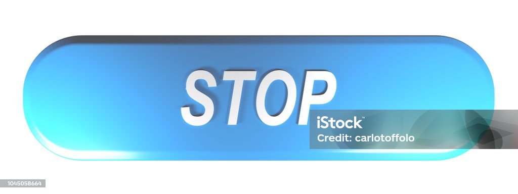 Stop Button Rectangular Blue Rounded Rectangle Push Button Stop 3d Rendering Stock Photo ...