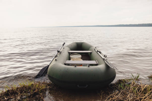 istock Rubber fishing boat on the shore 1045058984