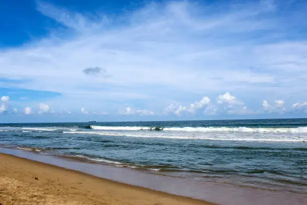 Calm Marina beach seascape in Chennai India